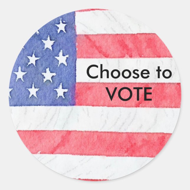 Classic Round American Flag Choose to Vote Sticker (Front)