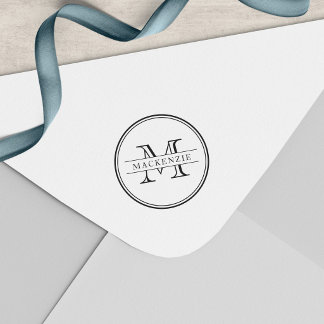 Classic Round Border Lines Monogram Self-inking Stamp