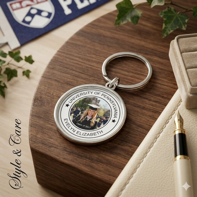 Classic Round Graduate Modern Calligraphy Keychain (Classic Round Graduate Modern Calligraphy Keychain)