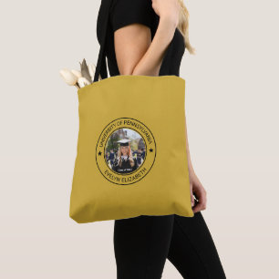 Classic Round Graduate Modern Script Medium M Gold Tote Bag