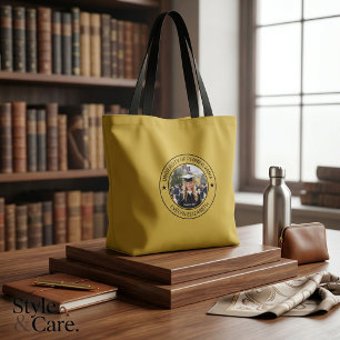 Classic Round Graduate Modern Script Medium M Gold Tote Bag