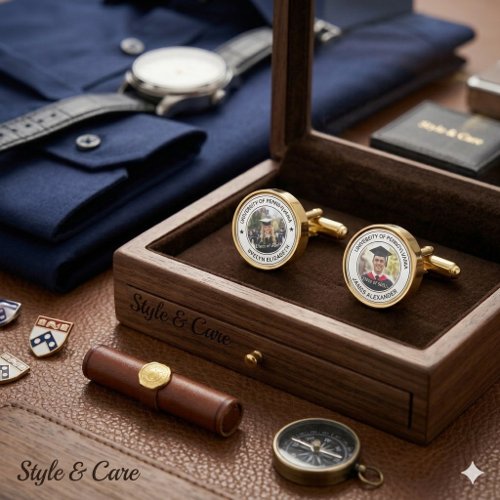 Classic Round Graduate Modern Stylish Script Cufflinks