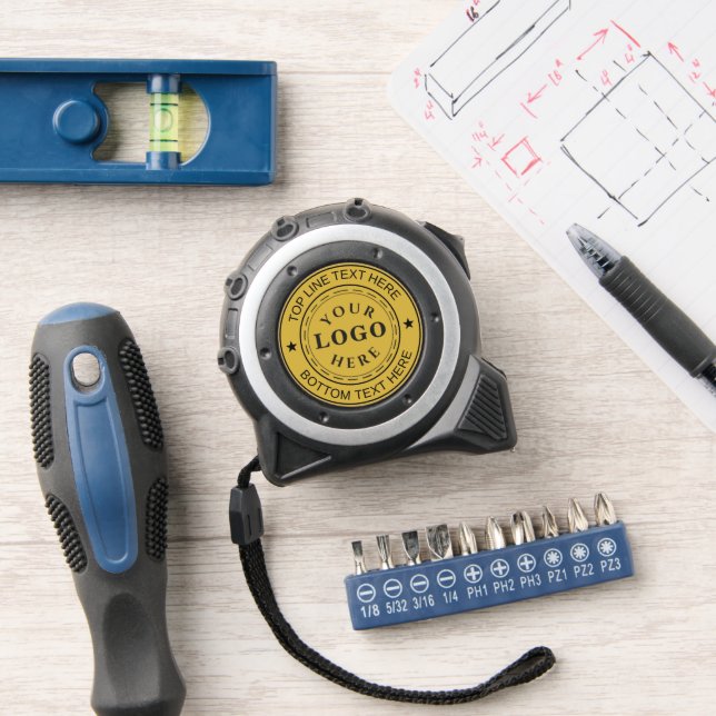 Classic Round Logo Text Personalized Tape Measure (Workshop)
