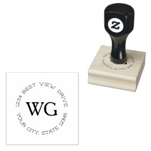 Classic Round Monogram Return Address Rubber Stamp