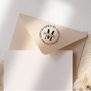 Classic Round Monogram Return Address Self-inking Stamp