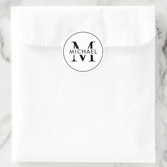 Classic Round Monogram Sticker Elegant Personalize (Favor Bag)