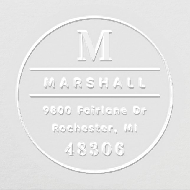 Classic Round Personalized Monogram Initial Embosser (Design)