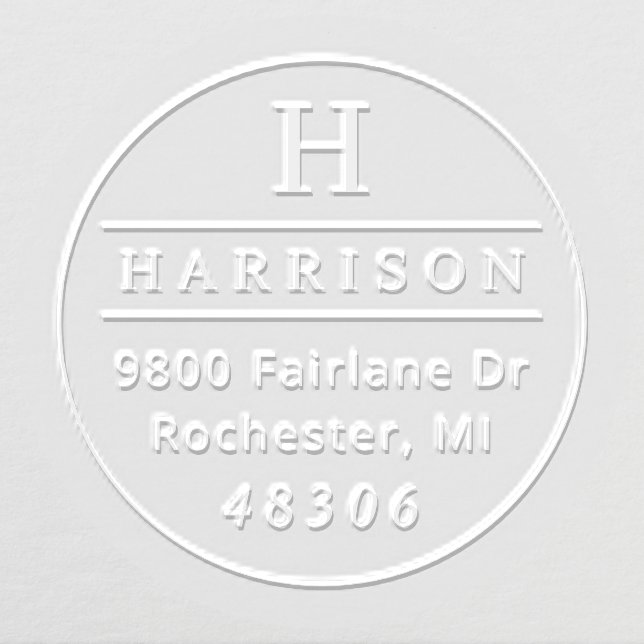 Classic Round Personalized Monogram Initial Embosser (Design)