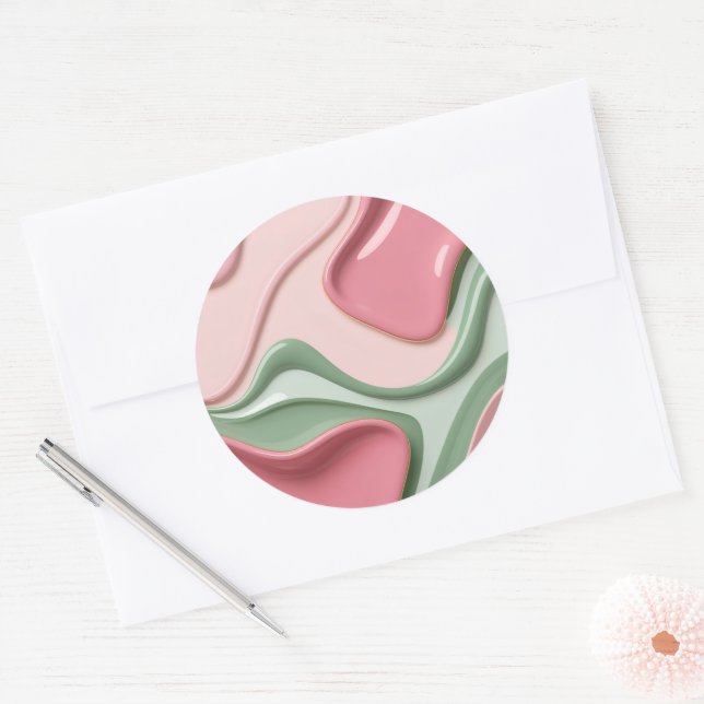 Classic round sticker in stylish graphic (Envelope)
