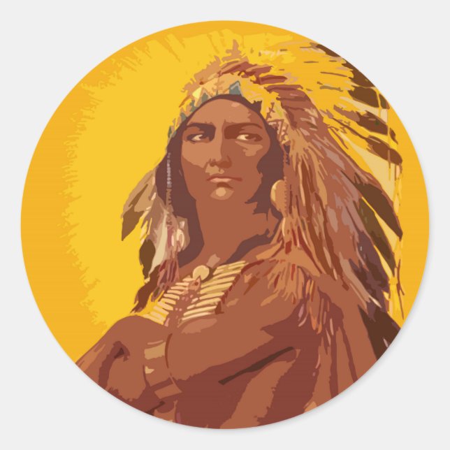 Classic Round Sticker, Native American Sticker (Front)