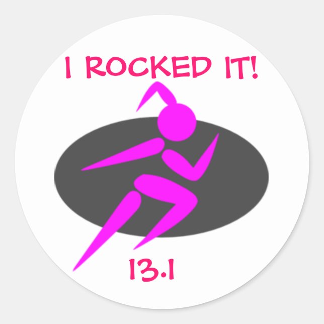 Classic Round Sticker, Running Girl 13.1 Classic Round Sticker (Front)