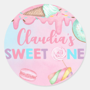 Classic Round Sticker, Sweet One birthday. Sticker