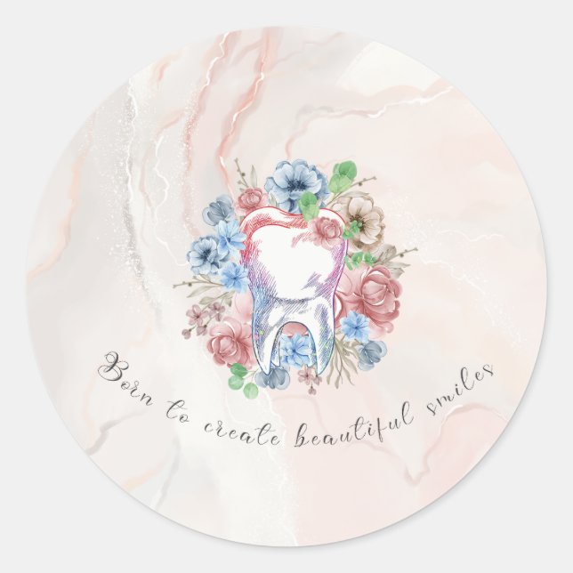 Classic Round Sticker Tooth - Born to create beaut (Front)