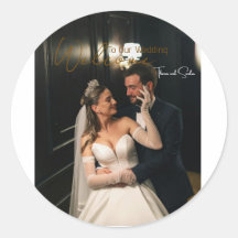 Classic Round Sticker Wedding - personalized