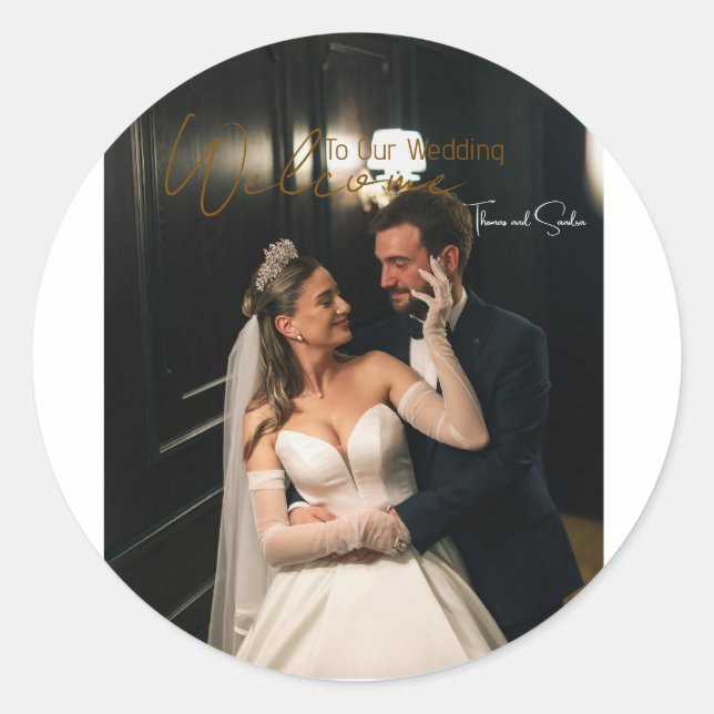 Classic Round Sticker Wedding - personalized (Front)