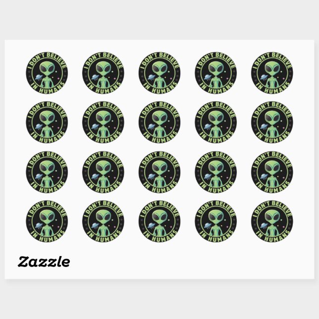 Classic Round Stickers – Space Alien Characters (Sheet)