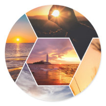Classic Round Stickers sun set,Natural imagination