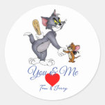Classic Round Stickers - Tom &amp; Jerry Love Heart