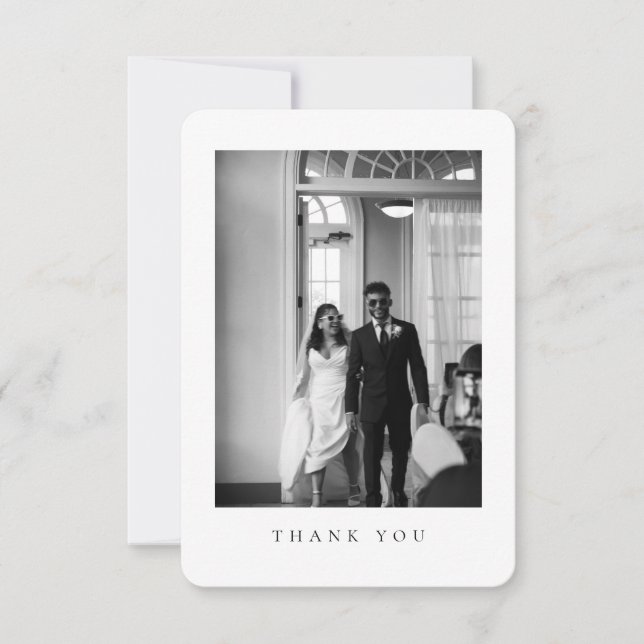 Classic Rounded Formal Wedding Photo Thank You Card (Front)