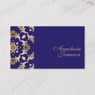 Classic Royal Blue Gold Elegant Vintage Antique Business Card
