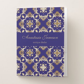 Classic Royal Blue Gold Elegant Vintage Antique 