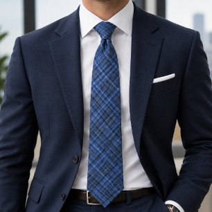 Classic Royal Blue Tartan Plaid Neck Tie