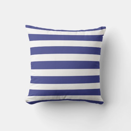 Classic Royal Blue White Striped Throw Pillow