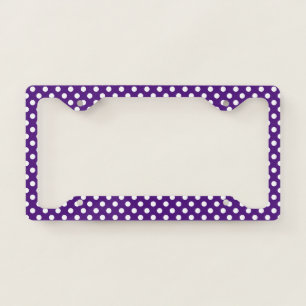 Classic Royal Purple and White Polka Dot Pattern License Plate Frame