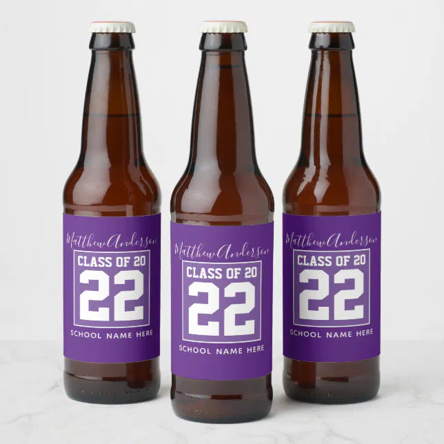 Classic Royal Purple Graduation Beer Bottle Label | Zazzle