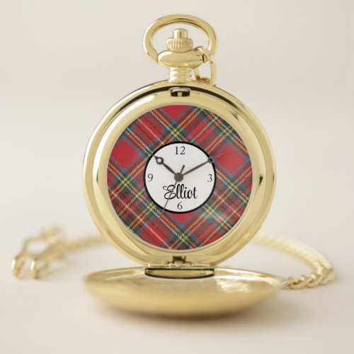 Classic Royal Stewart Tartan Plaid Pattern Pocket Watch