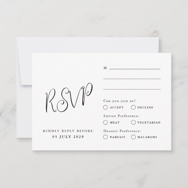 Classic Rsvp card, elegant style, minimalistic  Card (Front)