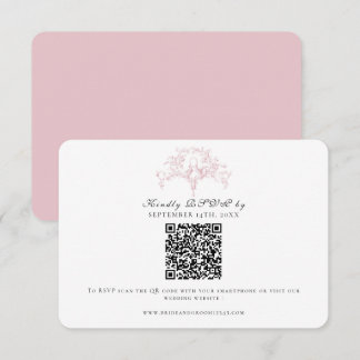 Classic RSVP Pink n White French Toile Doves Art Card