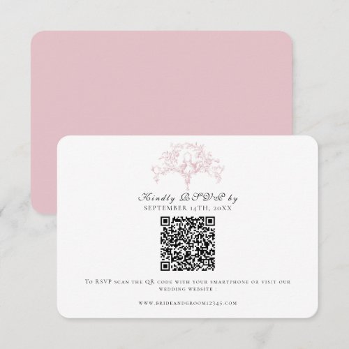 Classic RSVP Pink n White French Toile Doves Art Card