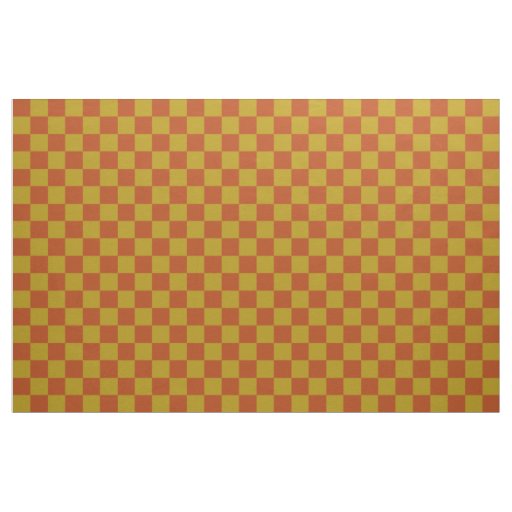 Classic Rust and Gold Checkerboard Pattern Fabric