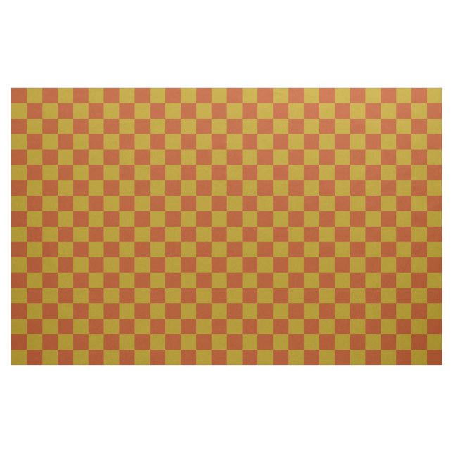 Classic Rust and Gold Checkerboard Pattern Fabric (Yard)