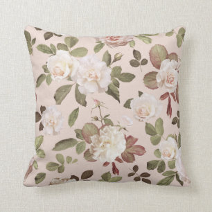Classic Rustic Blush pink Roses Floral design Throw Pillow