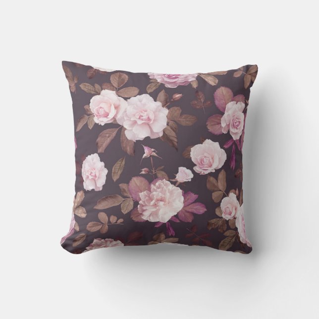 Classic Rustic Blush Pink Roses Floral  design Throw Pillow (Front)