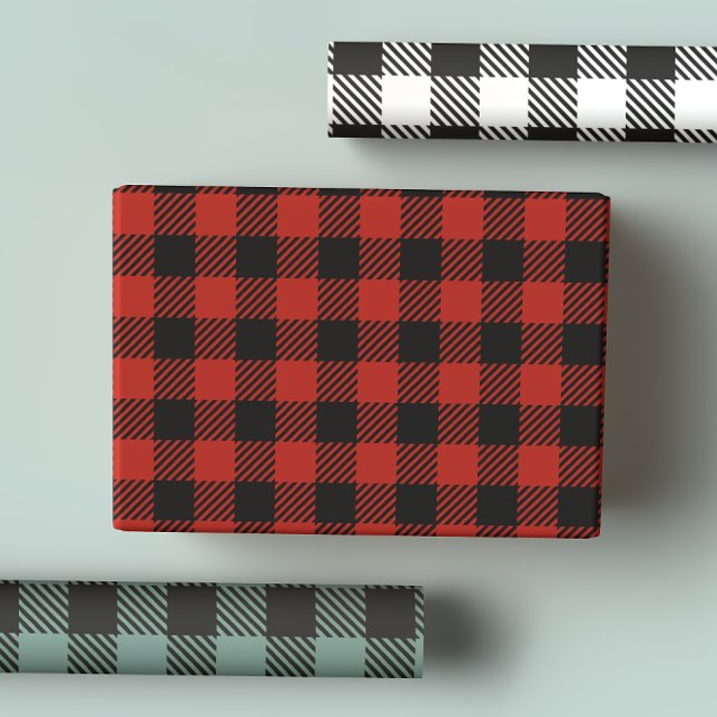 Classic Rustic Buffalo Plaid in Red, Green & White Wrapping Paper Sheets (Creator Uploaded)