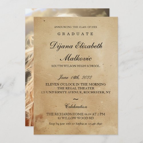 Classic Rustic Graduation Invitation