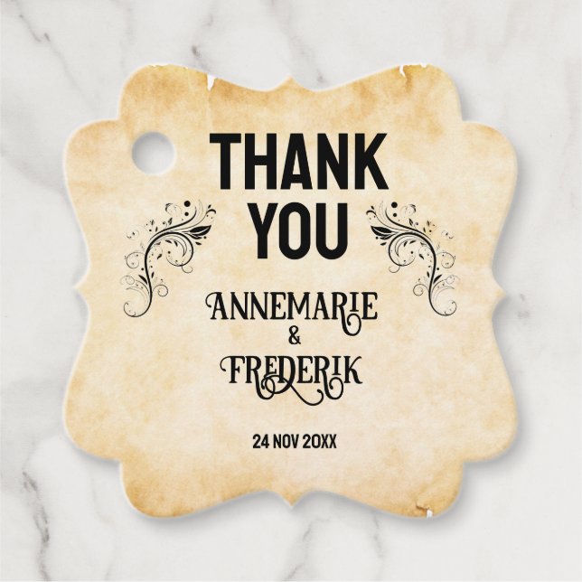 Classic Rustic Parchment Favor Tags (Front)