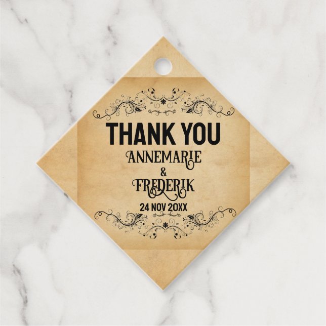 Classic Rustic Parchment Favor Tags (Front)