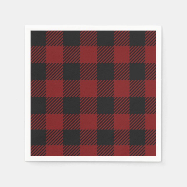 Classic Rustic Red Buffalo Plaid | Country Check Napkins (Front)