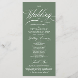 Classic Rustic Sage Green, Wedding Ceremony Program