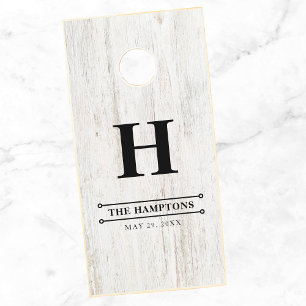 Classic Rustic White Wood Wedding Monogram Cornhole Set