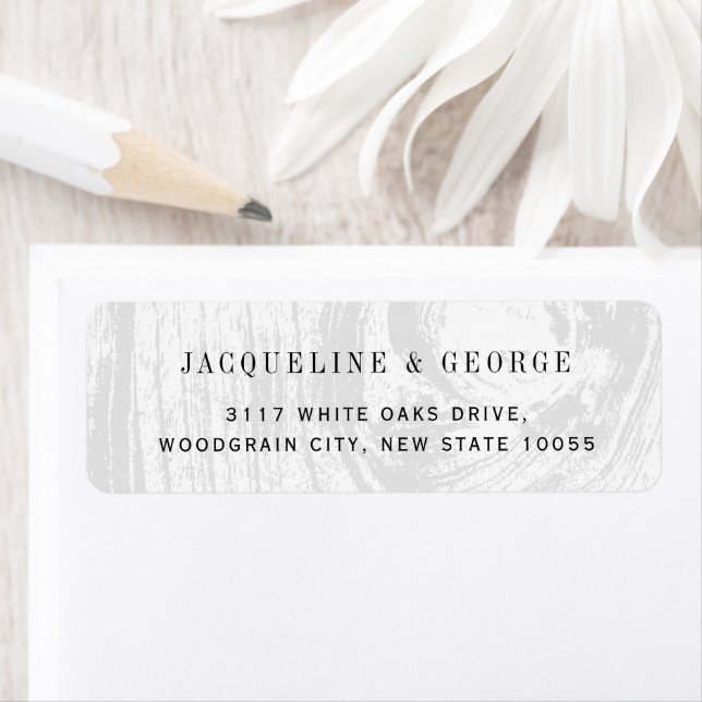 Classic Rustic Wood Grain Winter Wedding Address Label (Insitu)