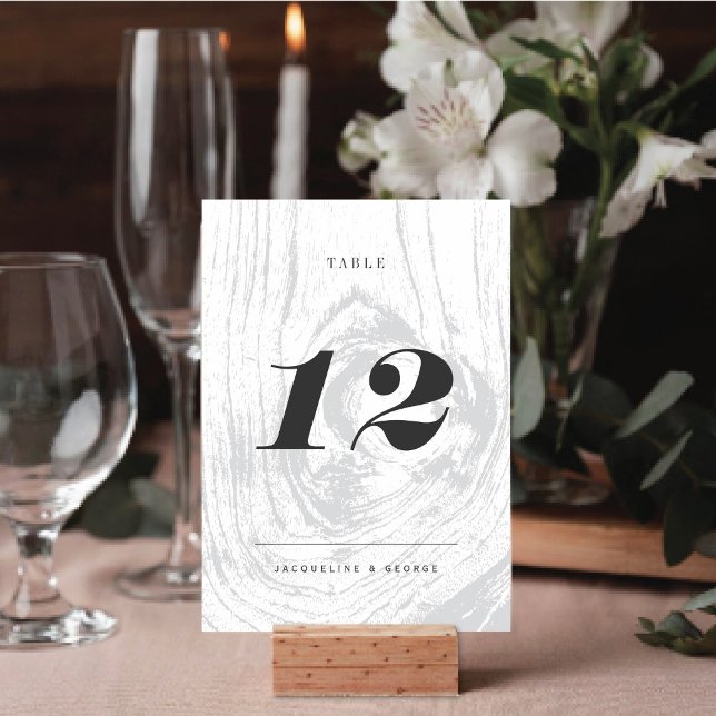 Classic Rustic Woodgrain Wedding Table Number Card (Modern Classic Rustic Woodgrain Wedding Table Number Card @ fatfatin_blue_knot)
