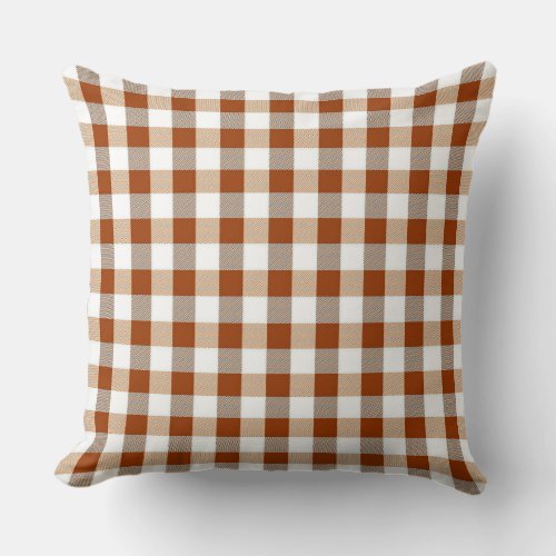 Classic Saddle Brown Gigham Pattern Throw Pillow