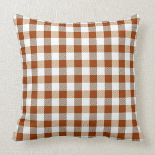 Classic Saddle Brown Gigham Pattern Throw Pillow