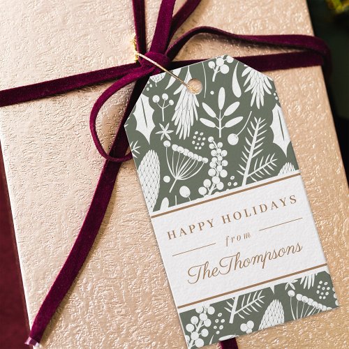 Classic Sage Christmas Foliage Happy Holidays Gift Tags