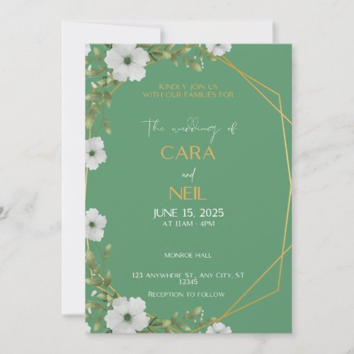 Classic Sage Floral Wedding Invitation 